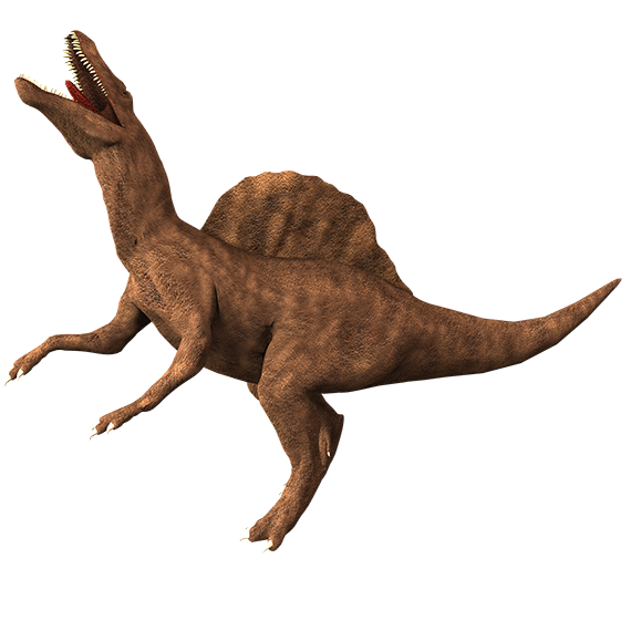 A transparent image of a screaming Spinosaurus