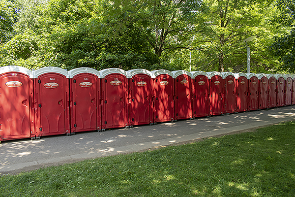 A Line of outhouse stalls