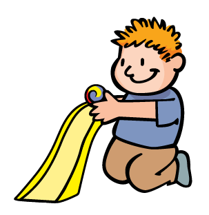 a cartoon boy putting a marble on a slide