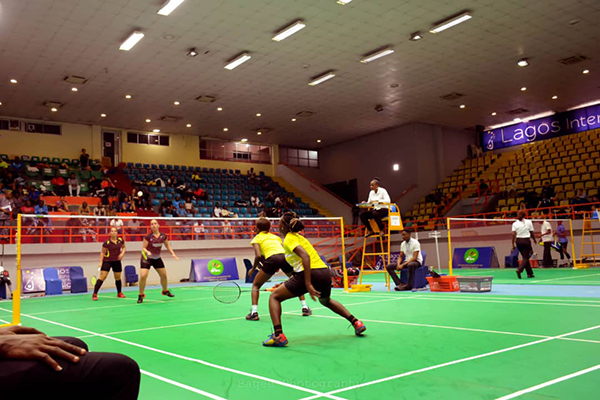 A Badminton olympic qualifying game in progress