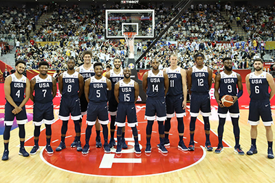 A Frontal view of the US Basketball team