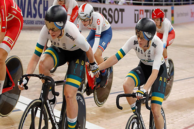 A Shot of the australian team's cyclists