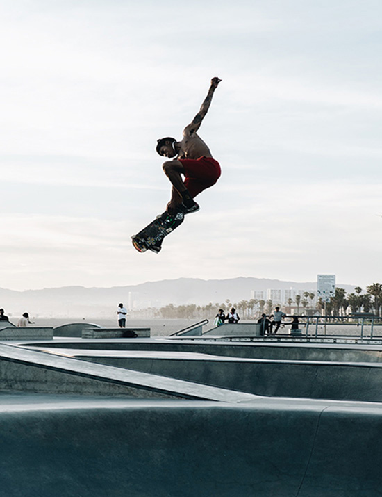 Ruben Gutierrez pulling off a skateboarding trick