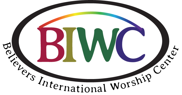 A rainbow variant of the BIWC logo. Only BIWC and the arch are in a rainbow, and the colors flow smoothly from a red B to a blue C.