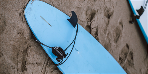 a blue surfboard