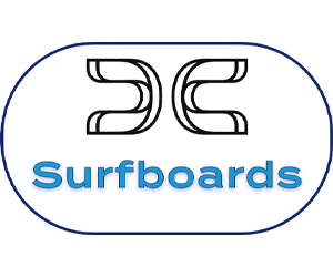 rip Current's logo above blue text that reads surfboards